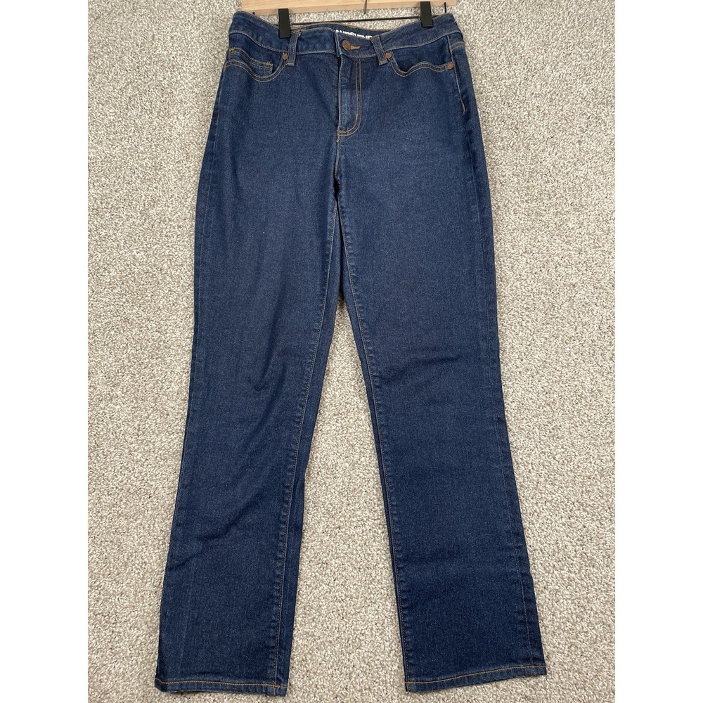 Lands' End Women's Blue Straight Leg Stretch Jeans Size 10 Medium Wash Mid Rise